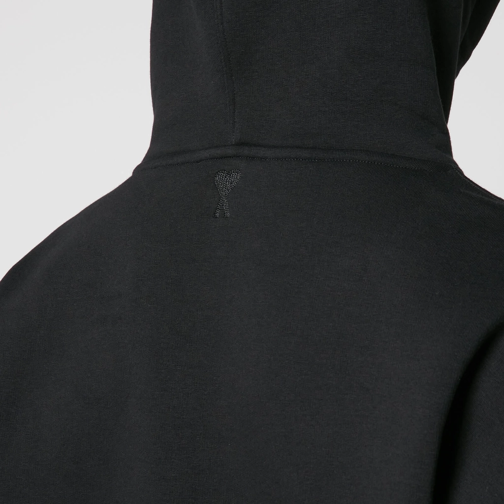 AMI Paris Tonal Logo Cotton-Jersey Hoodie - S
